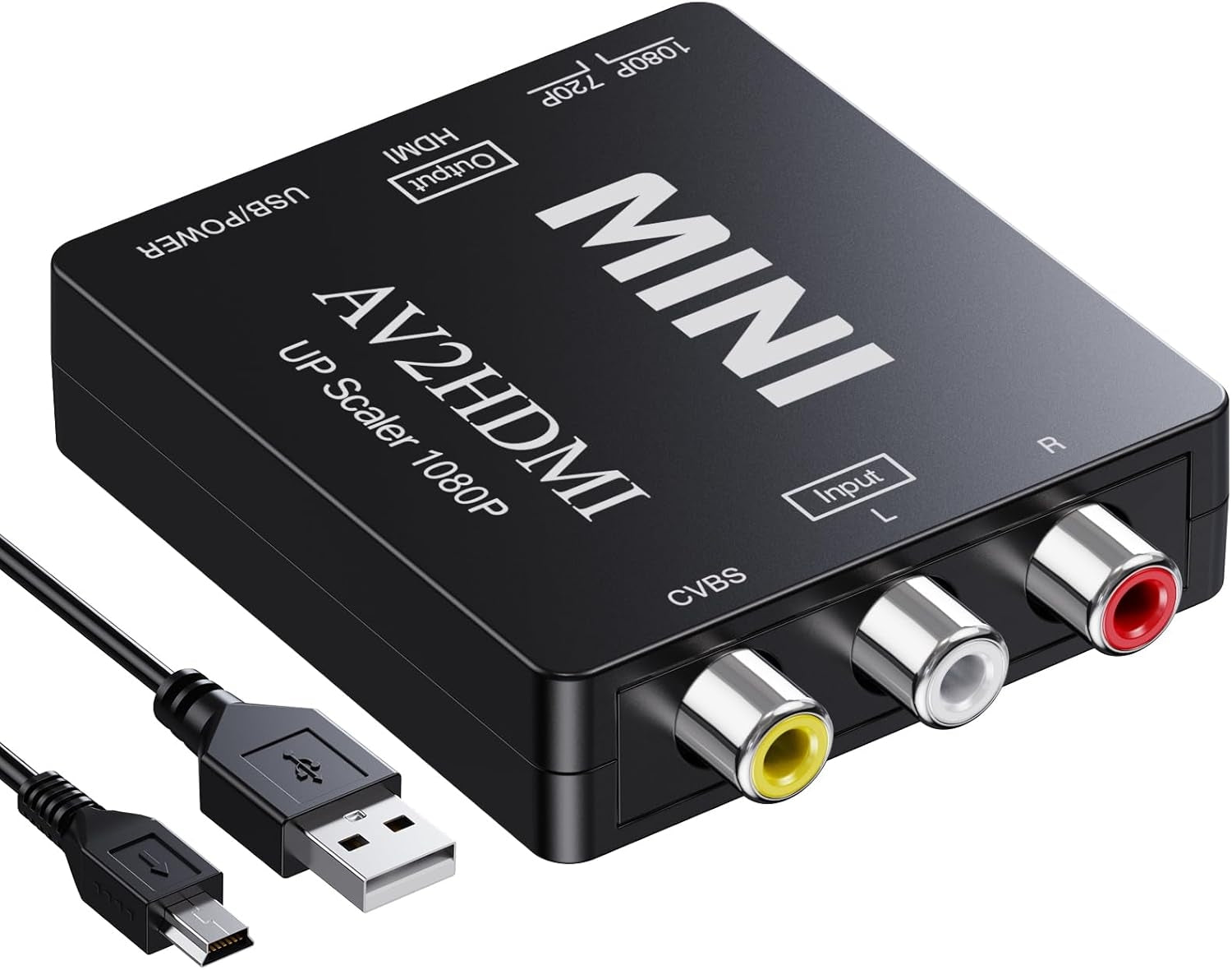 NÖRDIC komposiittivideo AV–HDMI-sovitin 3x RCA AV ja CVBS-muunnin 1080p 60 Hz, PAL ja NTSC