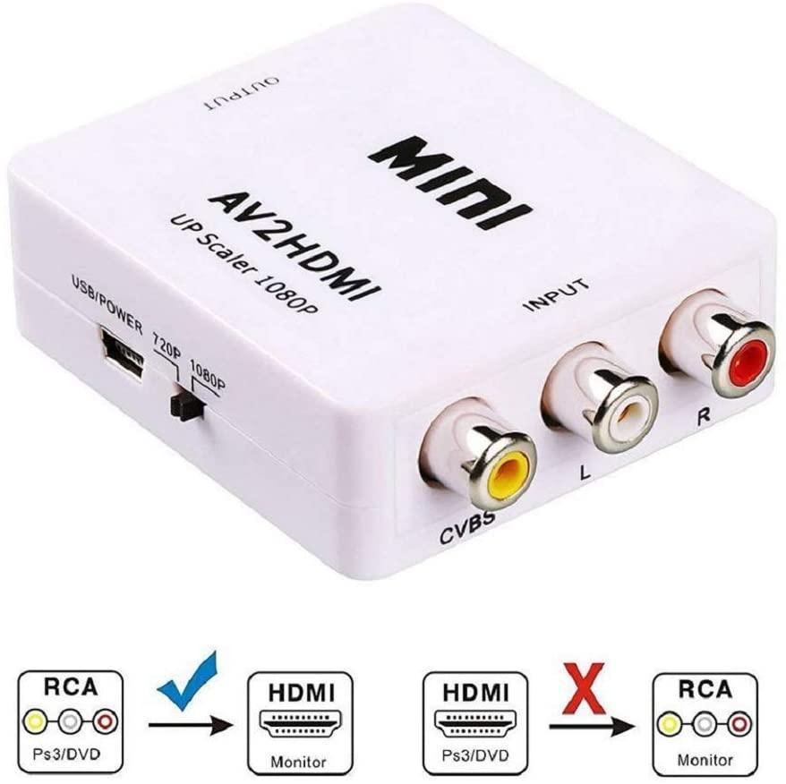 NÖRDIC komposiittivideo AV–HDMI-sovitin 3x RCA AV ja CVBS-muunnin 1080p 60 Hz, PAL ja NTSC