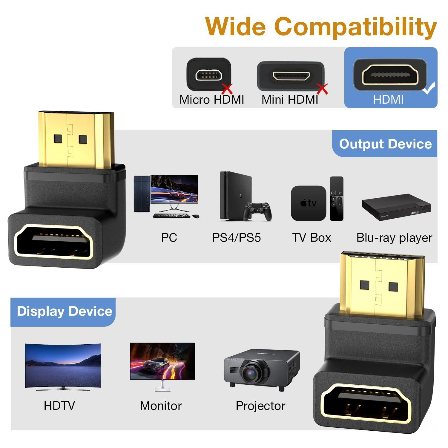 NÖRDIC kulmikas HDMI 2.1 -sovitin 8K60Hz 4K120Hz HDR