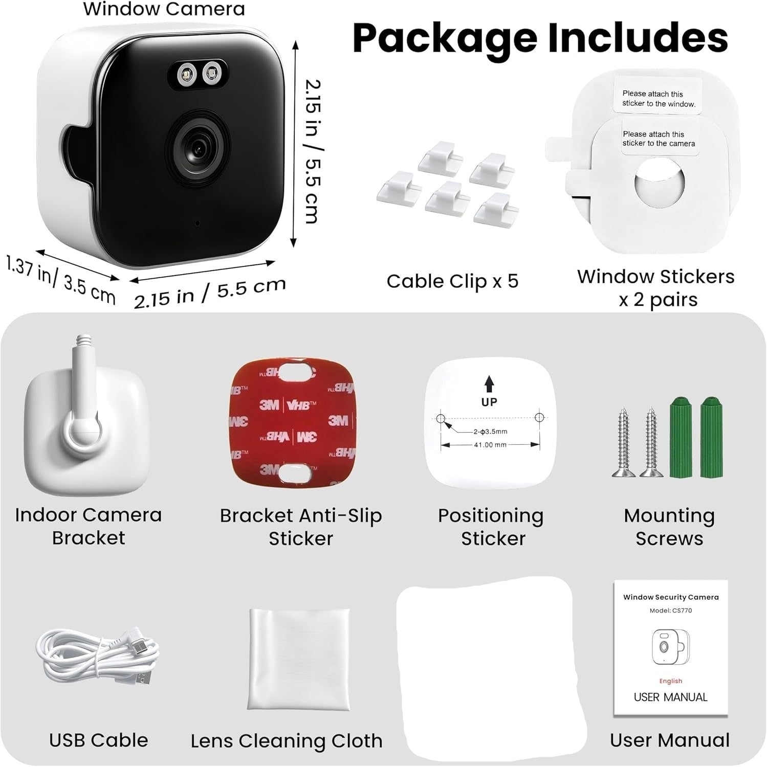 NÖRDIC 2K valvontakamera, WiFi-yhteensopiva sisäkäyttöön 32GB SD-kortilla, 5GHz & 2,4GHz tuki AI Starlight Color Night Visionille, AI Henkilö- ja liikkeentunnistus