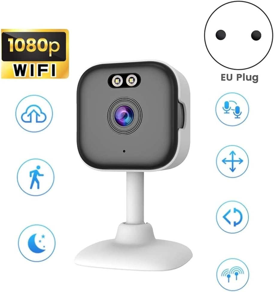 NÖRDIC 2K valvontakamera, WiFi-yhteensopiva sisäkäyttöön 32GB SD-kortilla, 5GHz & 2,4GHz tuki AI Starlight Color Night Visionille, AI Henkilö- ja liikkeentunnistus