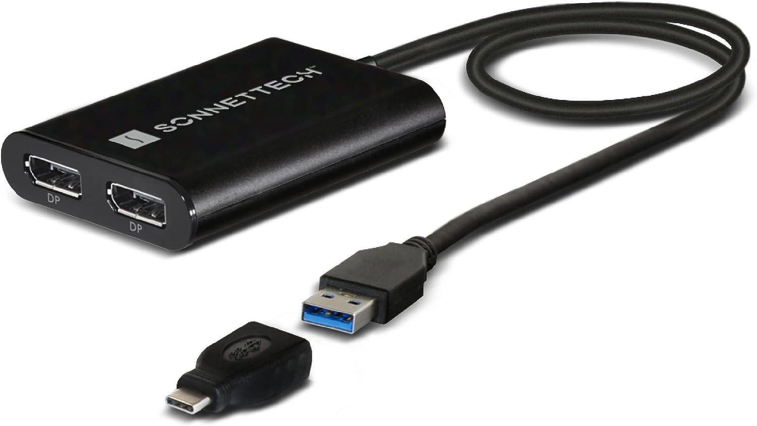 Sonnetti USB-A ja USB-C Dual 4K60Hz DP Displaylink-sovitin kannettavalle tietokoneelle ja M1/M2 Macille