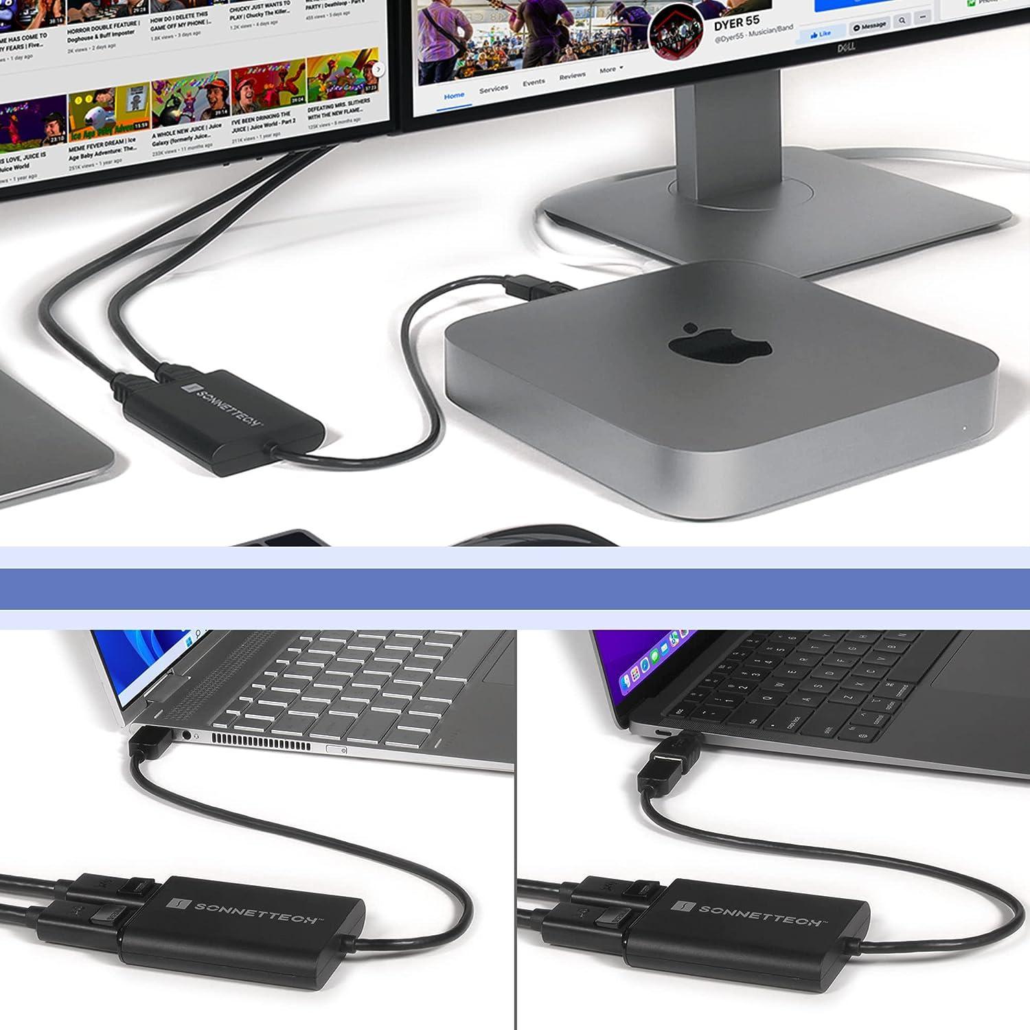 Sonnetti USB-A ja USB-C Dual 4K60Hz DP Displaylink-sovitin kannettavalle tietokoneelle ja M1/M2 Macille