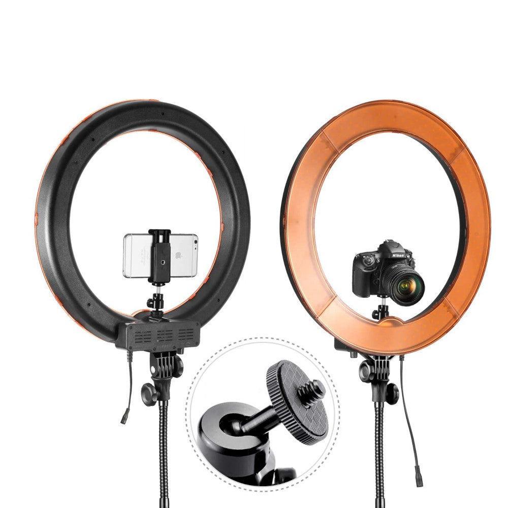 Studio LED-rengasvalaisin Selfie 48cm halkaisija himmennettävä säädettävä leveyden väreillä ja 2 M Stand Ring Light Studio