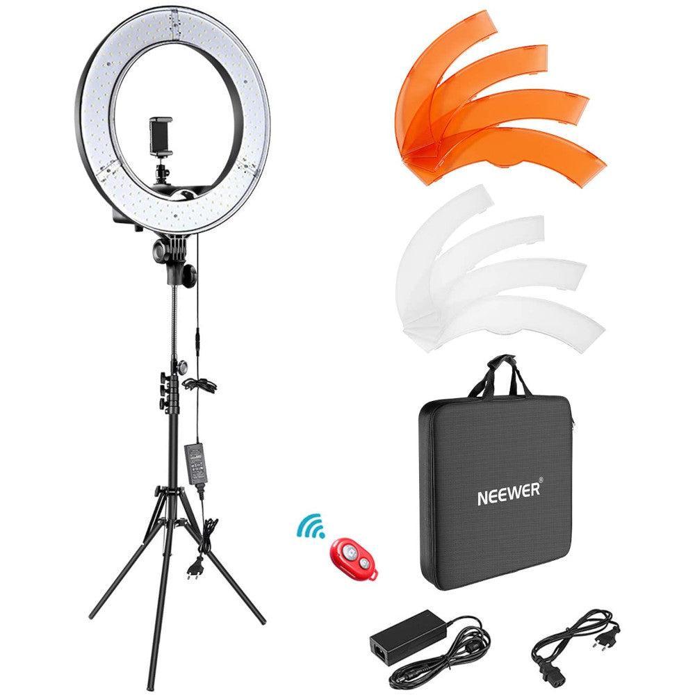 Studio LED-rengasvalaisin Selfie 48cm halkaisija himmennettävä säädettävä leveyden väreillä ja 2 M Stand Ring Light Studio