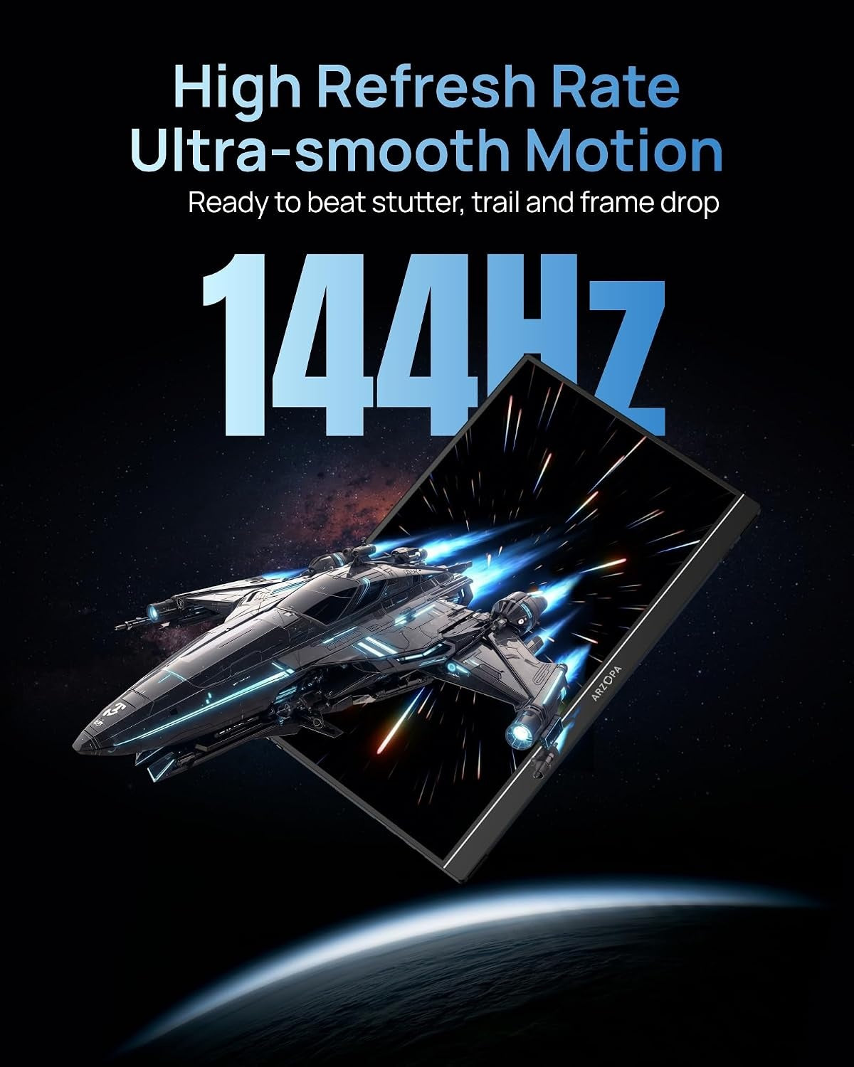 USB  144Hz Monitor 16.1" Ultra-Thin Laptop Screen with Storage Bag, 106% sRGB 1920×1080p FHD HDR for Laptop/PC/Mac/PS3/4/5/Xbox Grey