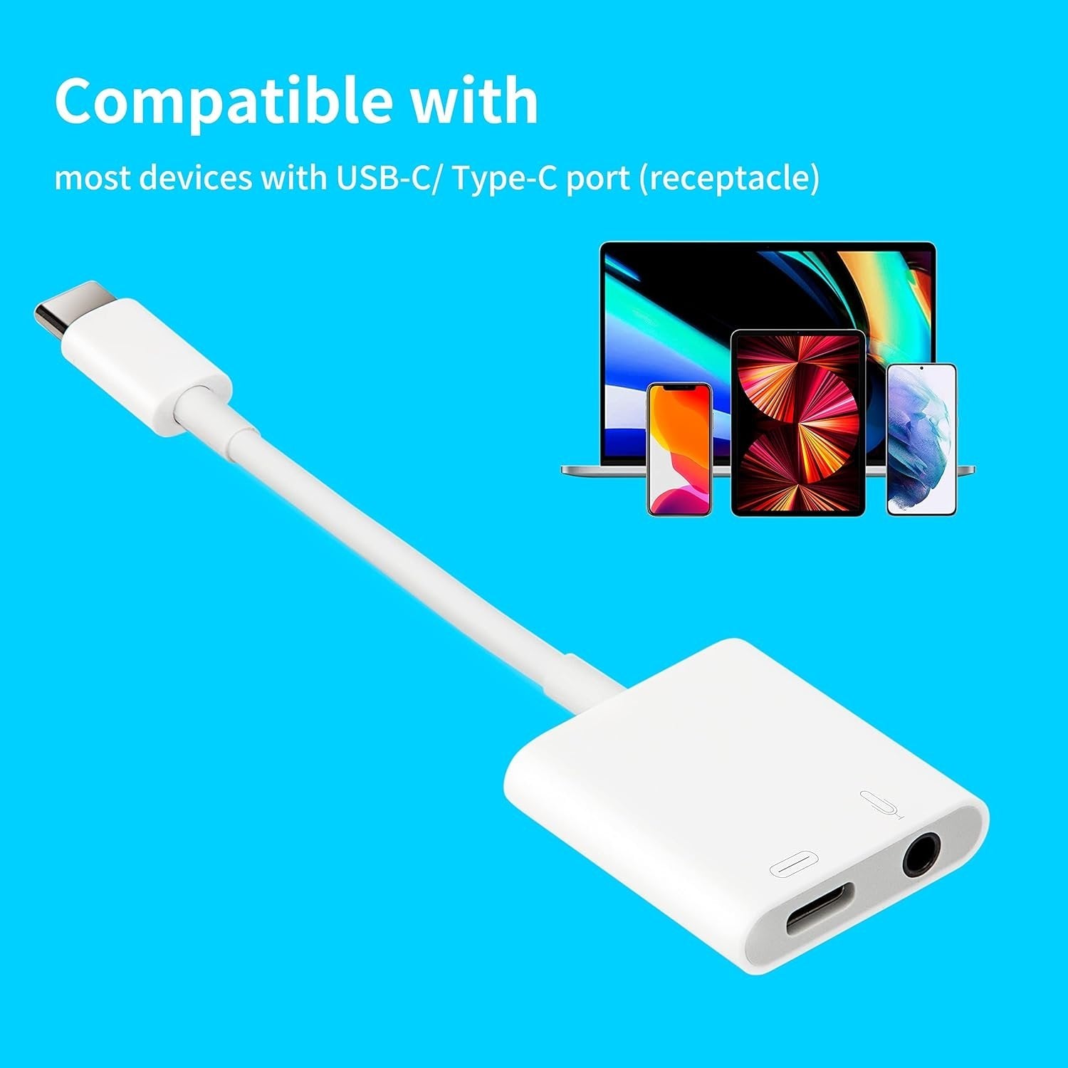 NÖRDIC USB-C - 3,5 mm audiosovitin, USB-C kuulokesovitin ja PD 60 W lataus