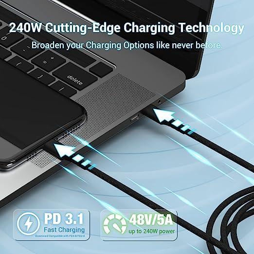 USB-IF-sertifioitu 2 m USB-C 2.0 240 W Pikalataus 480 Mbps