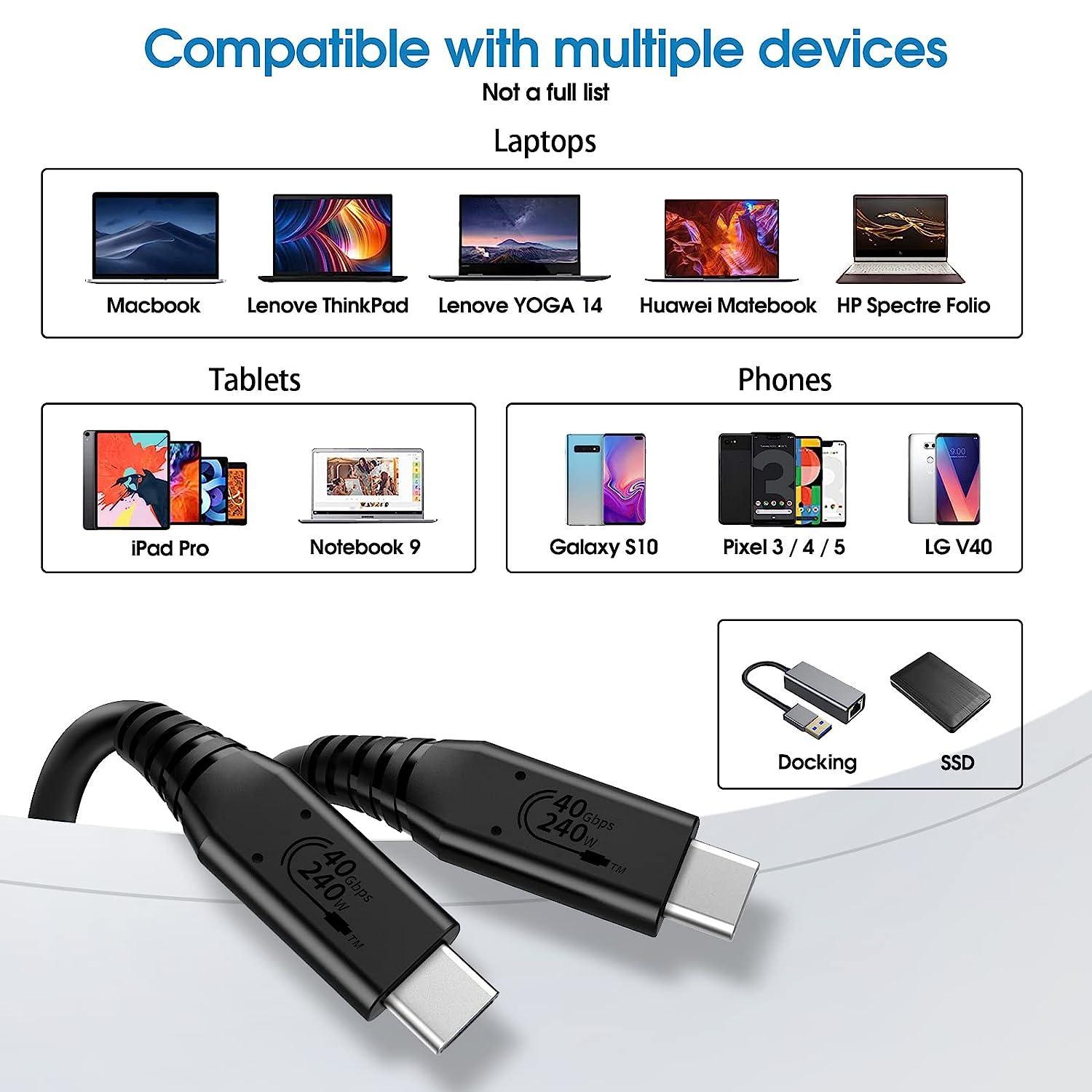 USB-IF-sertifioitu USB4 PD 3.1 240W pikalataus 40Gbps 8k60Hz 1m E-Markerilla