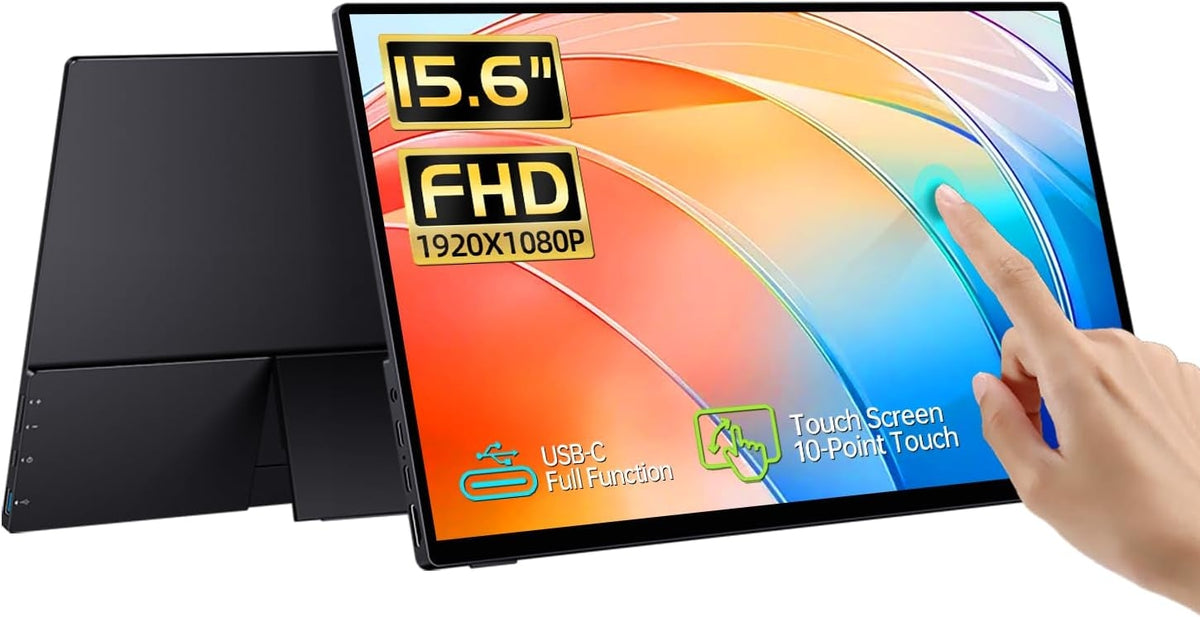 15,6" Kannettava USB-kosketusnäyttö 1920x1080p 60Hz, USB-C/HDMI, IPS, kannettaville tietokoneille/pöytätietokoneille/puhelimille/PS5/Xboxille