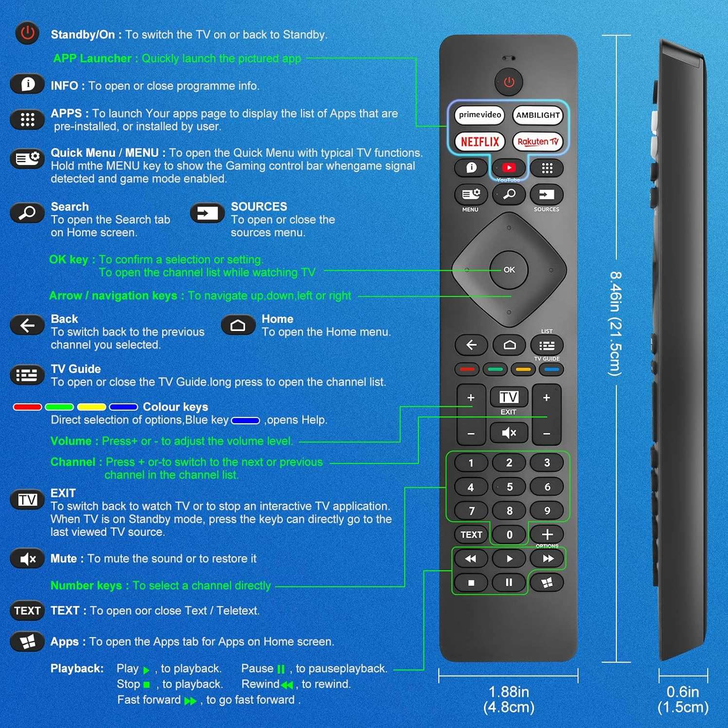 Yleiskaukosäädin Philips Ambilight Smart TV -televisioille