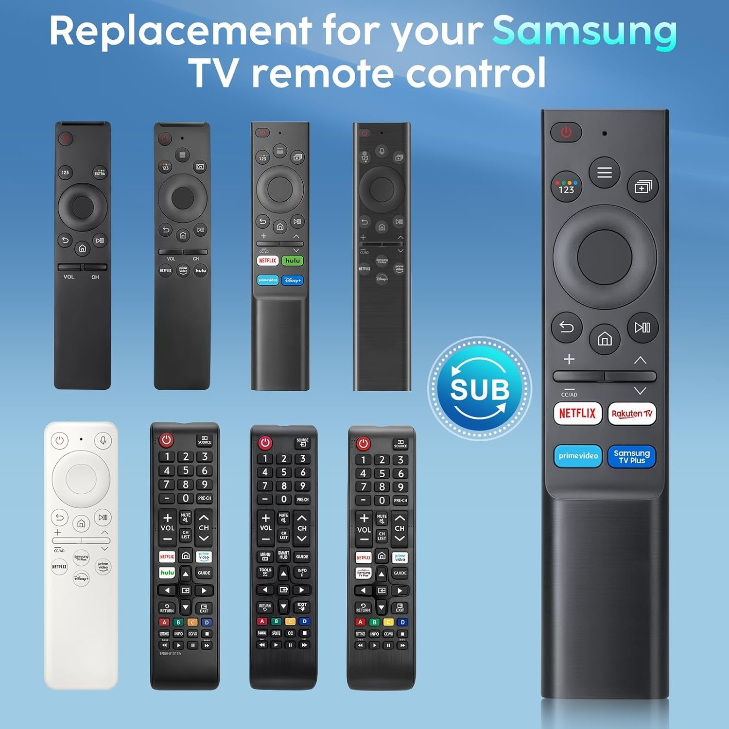 Yleiskaukosäädin Samsung Smart TV -televisioille, yhteensopiva alkuperäisten Samsung-mallien kanssa