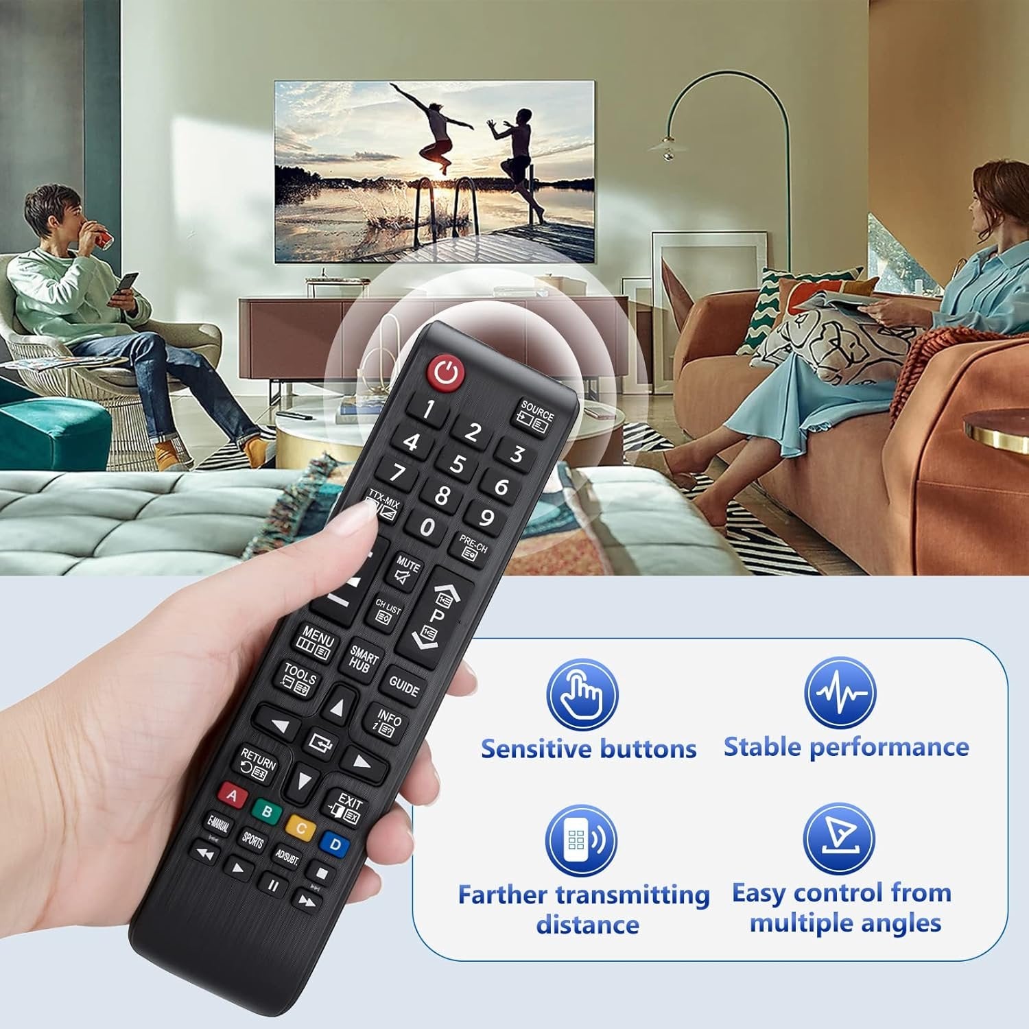 Yleiskaukosäädin Samsung Smart TV -televisioille yhteensopiva Samsungin alkuperäisten kaukosäätimien kanssa