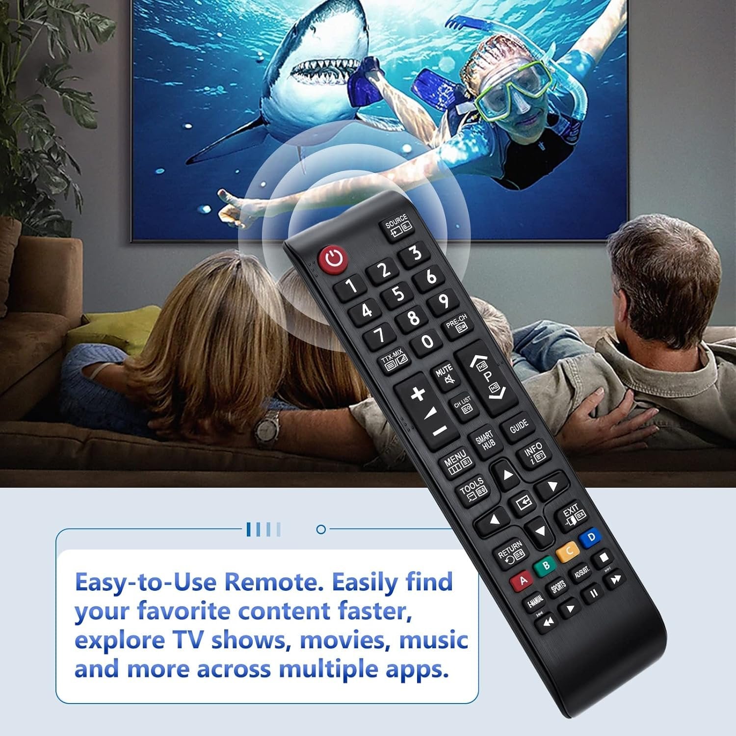 Yleiskaukosäädin Samsung Smart TV -televisioille yhteensopiva Samsungin alkuperäisten kaukosäätimien kanssa