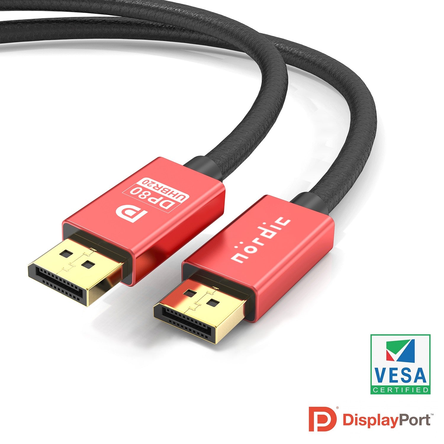 VESA-sertifioitu 2 m nailonpunottu DisplayPort 2.1-kaapeli DP80 UHBR20 80 Gbps 16/10/8K60 Hz 4K165/144 Hz DSC1.2a HDR HDCP2.2 FreeSync G-Sync