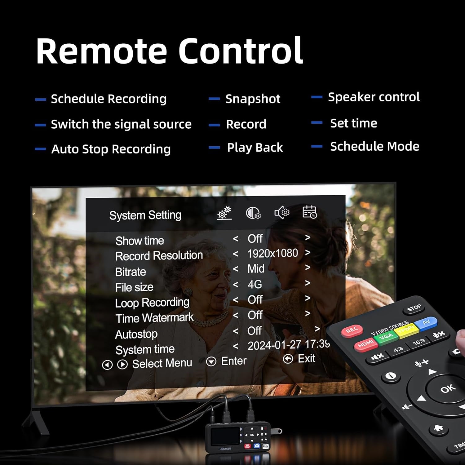 Video–digitaalimuunnin 4K HDMI/CVBS/VGA/YPBPR -tulo, videotallennin VCR-, DVD-, VHS-, Hi8- ja videokameroille – 4K-tallennus 1080P 60FPS