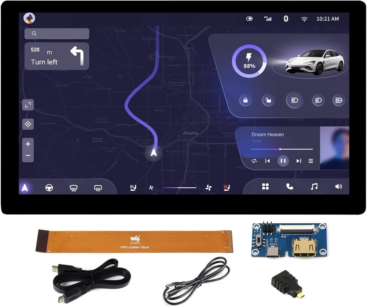 Waveshare 7 tuuman HDMI-näyttö Kosketusnäyttö LCD 1024 x 600 IPS Tukee Kaikkia Raspberry Pi -versioita Windows-näyttö