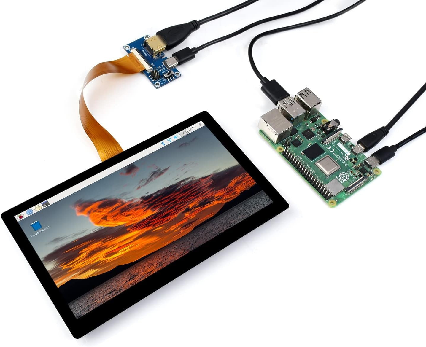 Waveshare 7 tuuman HDMI-näyttö Kosketusnäyttö LCD 1024 x 600 IPS Tukee Kaikkia Raspberry Pi -versioita Windows-näyttö