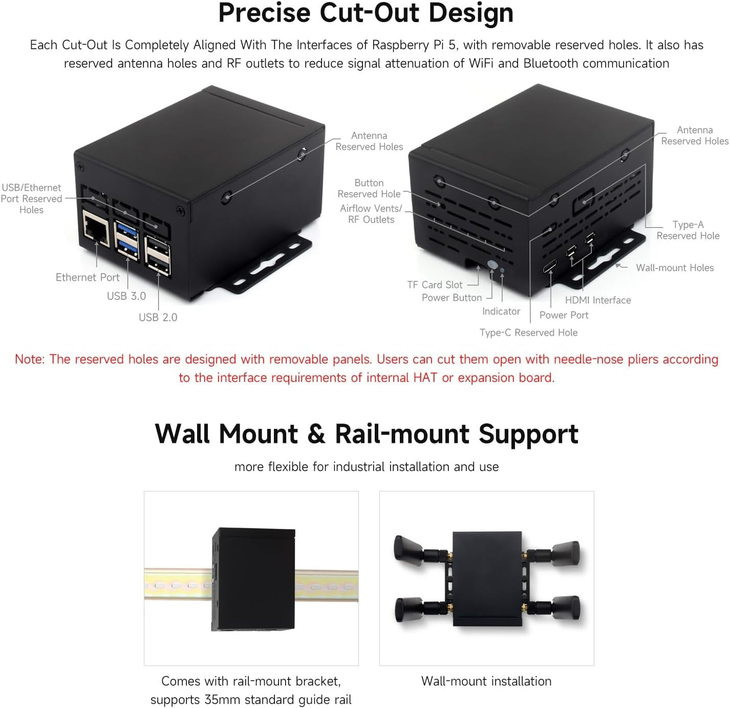 Waveshare Industrial Grade Metal Case (D) for Raspberry Pi 5