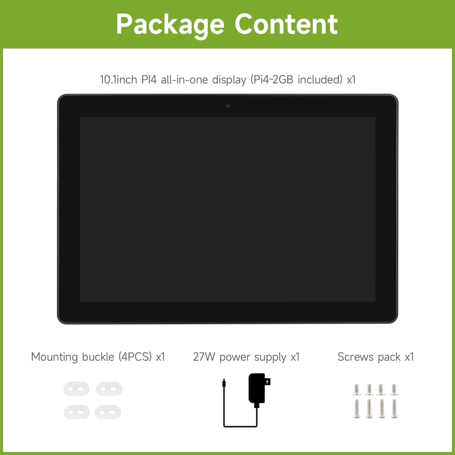 Waveshare Industrial HMI All-in-One 10.1 Inch Touch Display, Compatible with Raspberry Pi 4 (Included), Supports Dual 4K HDMI Output,