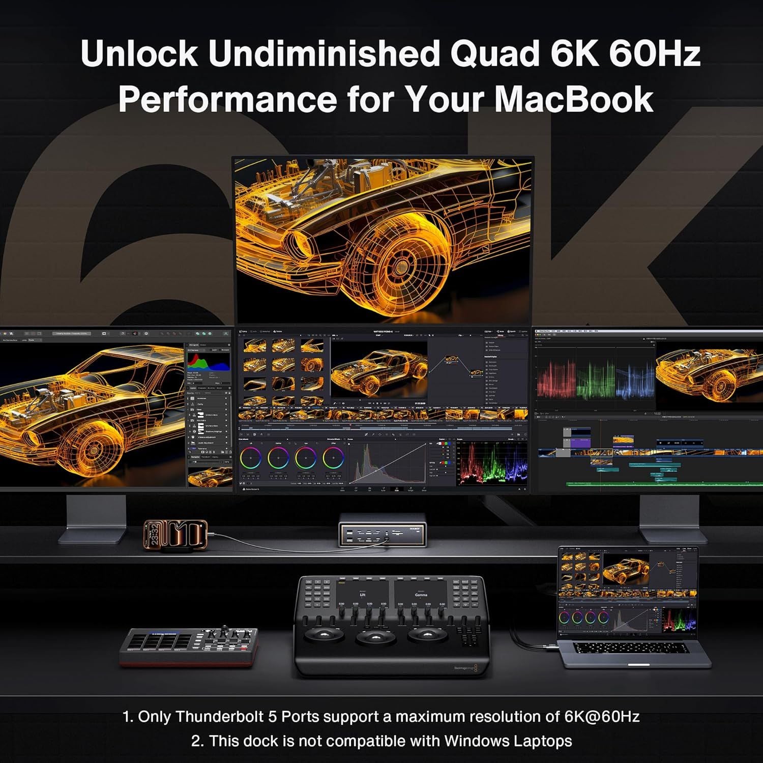 iVANKY 26-in-1 FusionDock Ultra Dual Thunderbolt 5 10GbE MacBook-telakka 4x6K/kolmois 8K M1-M5 Pro/Max 120Gbps 240W Yhteensopimaton Windowsin kanssa