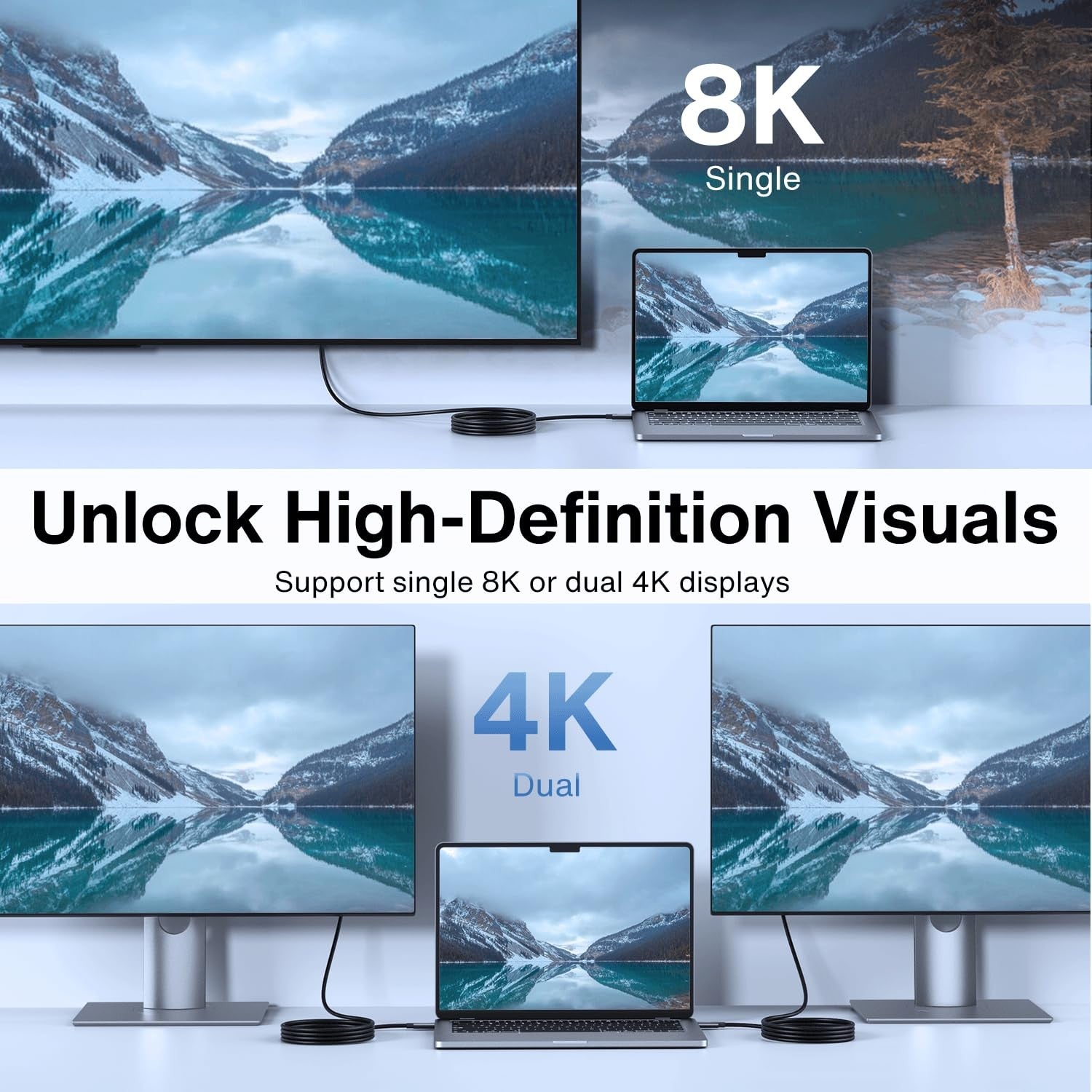 iVANKY Intel-Certified Thunderbolt 4 -kaapeli 1,5 m 240W lataus 40Gbps 8K-näyttö USB-C–USB-C