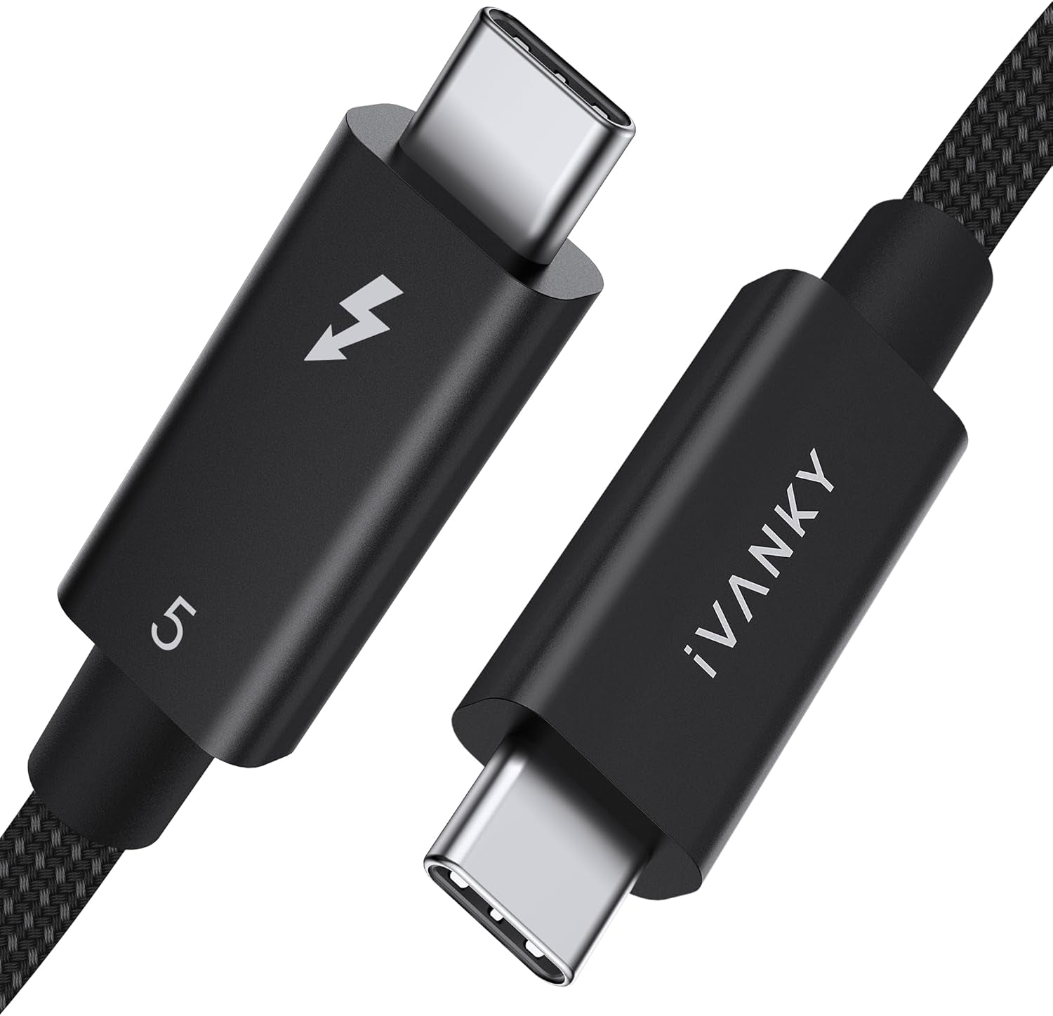 iVANKY Thunderbolt 5 -kaapeli 1m Intel-sertifioitu, 80Gbps tiedonsiirto, 120Gbps kaistanleveys, 240W lataus, Kaksi 8K-näyttöä, Yhteensopiva MacBook M4 TB4/DP2.1/USB4 kanssa